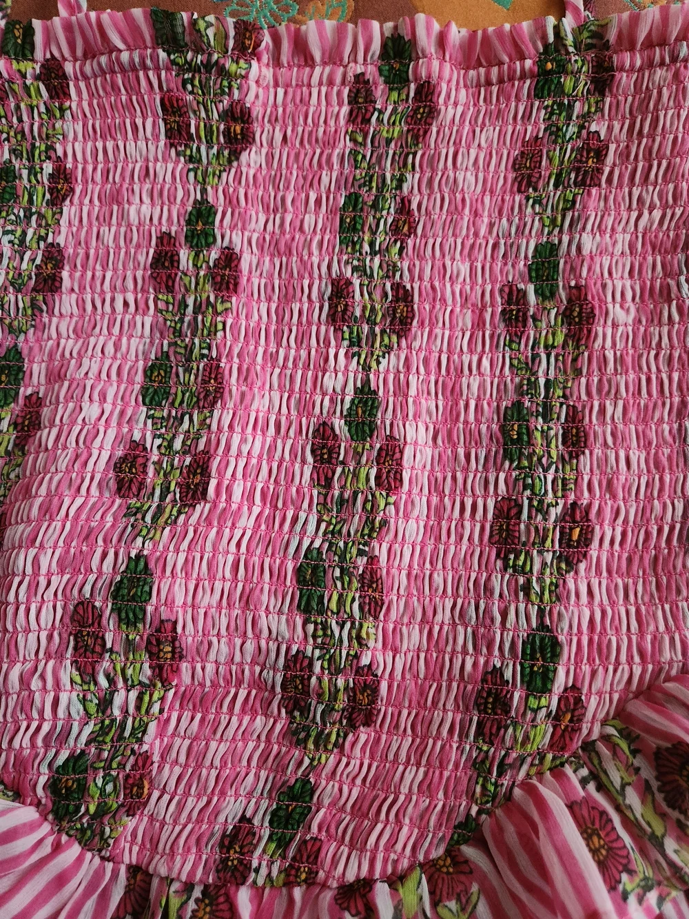Free People Alejandra Hot Pink Combo Striped Floral High-Low Midi Dress - Picture 14 of 16